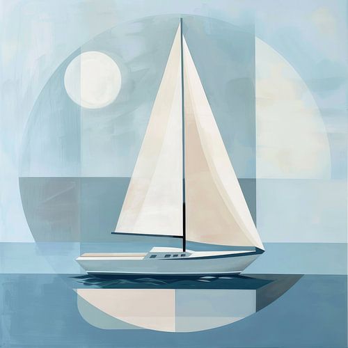 Geometrisch Segeln - Modernes Segelboot Kunstwerk für Segelliebhaber