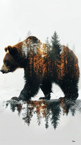 multiple exposure tussen dier en natuur