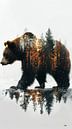multiple exposure tussen dier en natuur van Gelissen Artworks thumbnail