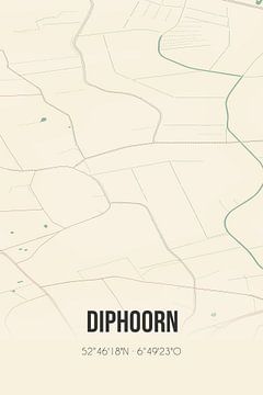 Vintage landkaart van Diphoorn (Drenthe) van Rezona