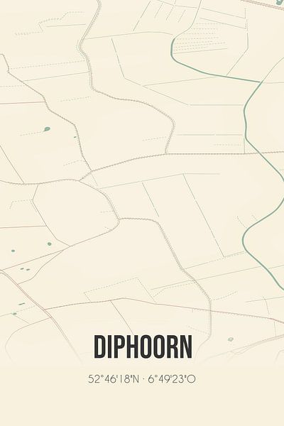Alte Landkarte von Diphoorn (Drenthe) von Ortsdrucke