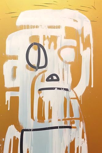 Koning eenoog, modern pop-art, goud, wit en grijs