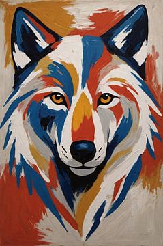 Colourful wolf by De Muurdecoratie