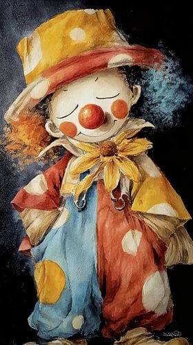 happy clown in aquarel