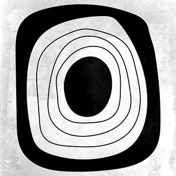 Abstracte geometrische zwarte en witte cirkels 4 van Dina Dankers
