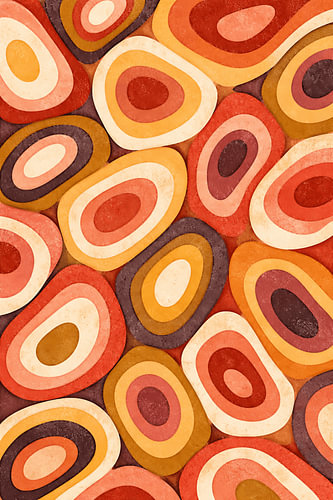Warme Retro Keien Abstracte Kunstprint