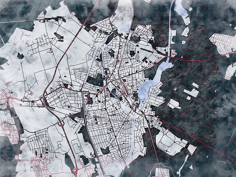 Map of Oranienburg with the style 'White Winter' by Maporia