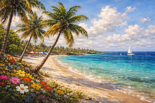 Un paradis tropical avec des palmiers