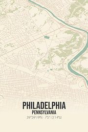 Vintage map of Philadelphia (Pennsylvania), USA. by Prints of Place