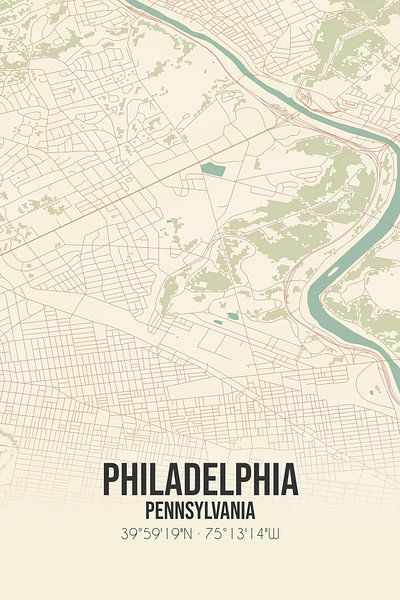 Carte ancienne de Philadelphie (Pennsylvanie), Etats-Unis. par Affiches de lieux