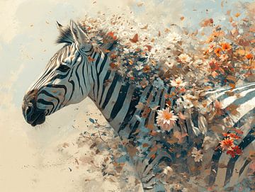 Zebra im Blütenwind von Eva Lee
