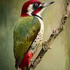 Specht im Porträt von Farbe und Textur von Eva Lee