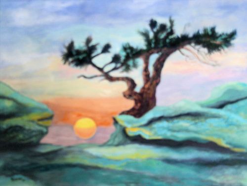 Dance of Light - Winding Tree at Sunset