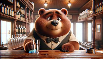 Friendly bear as saloon owner in the West by artefacti