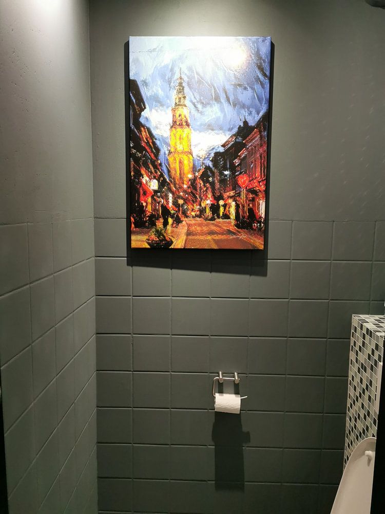 Sfeervol Schilderij Groningen - Martinitoren vanaf Oosterstraat van Slimme Kunst.nl