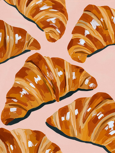 Croissants on a pink background
