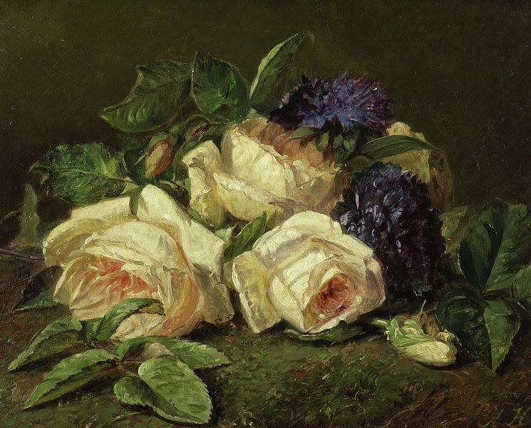 Adriana Johanna Haanen,Stilleben mit gelben Rosen von finemasterpiece