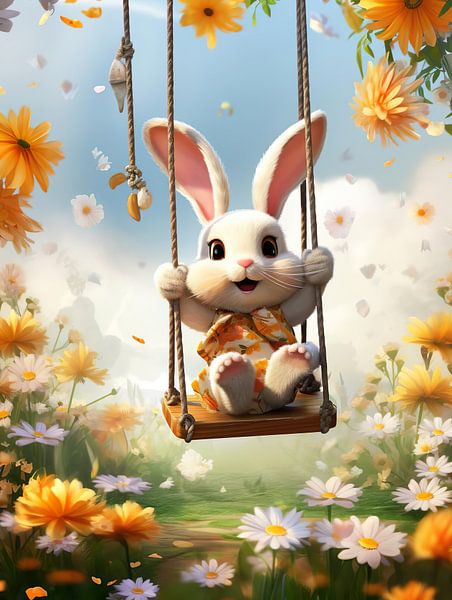 Cheerful rabbit for children's room by PixelPrestige