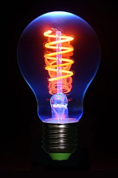 UV geïnduceerde fluorescentie foto van een ledlamp van Retrotimes