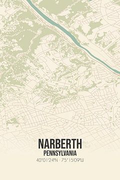 Carte ancienne de Narberth (Pennsylvanie), USA. sur Rezona