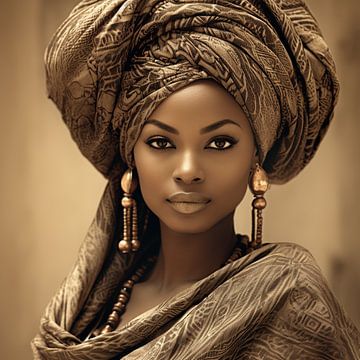 Afrikaanse vrouw met hoofddoek van Bianca ter Riet