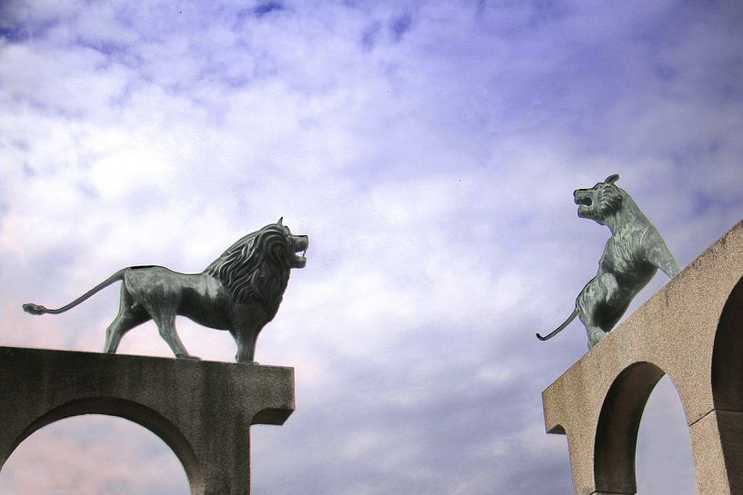 Tiger and lion by Henk Langerak