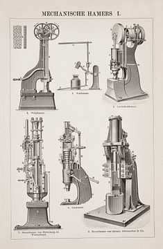 Antique engraving Mechanical Hammers I by Studio Wunderkammer