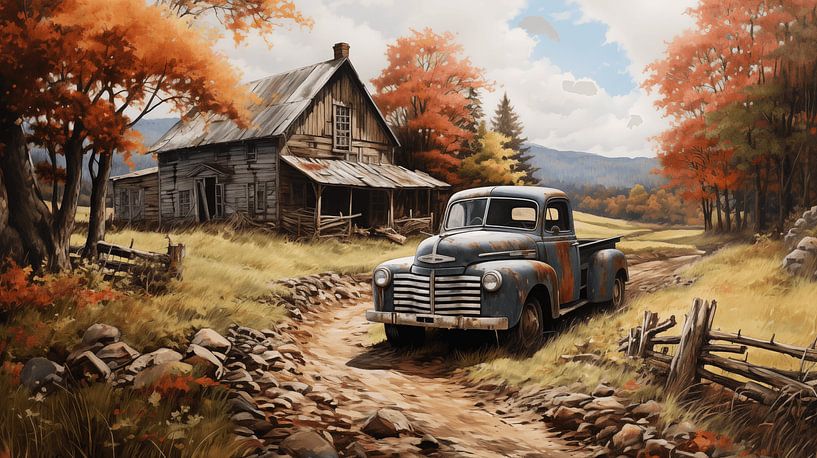 Vieux camion rétro vintage abandonné à la ferme par Animaflora PicsStock