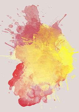 Watercolor splash (rood geel) van Studio Allee