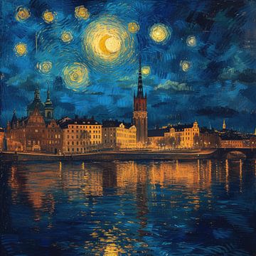 Stockholm Schweden, inspiriert von van Gogh von Niklas Maximilian