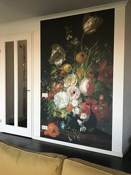 Klantfoto: Rachel Ruysch, Stilleven met bloemen in een glazen vaas