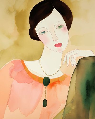 Kleurrijke illustratie, aquarel portret