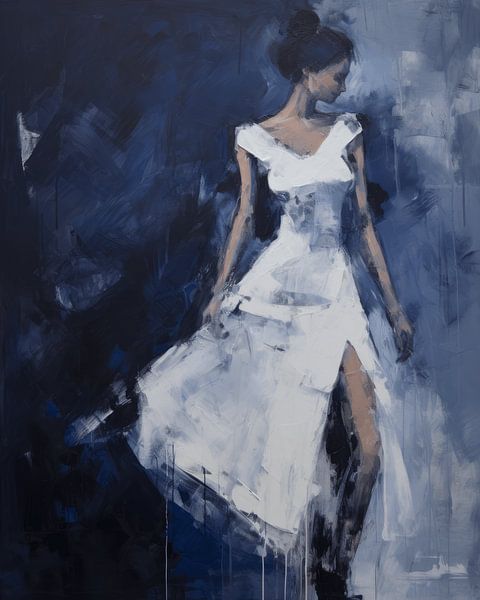 Abstraktes und elegantes Porträt in Blau von Studio Allee