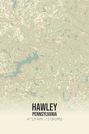 Carte ancienne de Hawley (Pennsylvanie), USA. sur Affiches de lieux