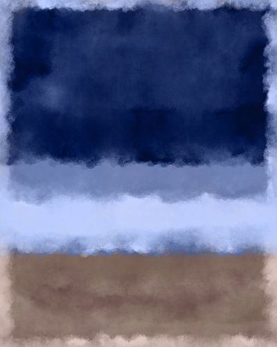 Blauw en taupe. Kleurenveldschilderij geïnspireerd door Mark Rothko.