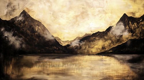 Berglandschap bij zonsondergang