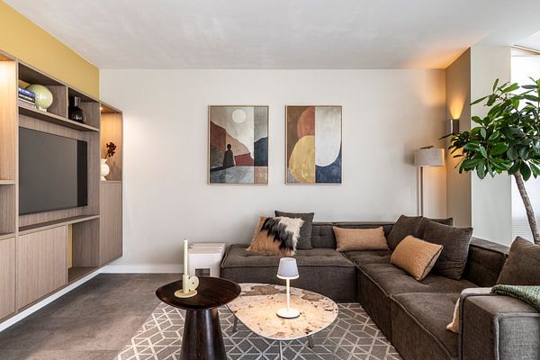 Dagdromer, modern en abstract in aardetinten (gezien bij vtwonen)