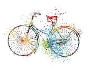 Vintage fiets in regenboogkleuren