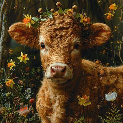 Lentekalf in een narcissenveld - Een vleugje plattelandsleven voor je huis