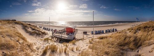 Panorama zonsondergang aan het westelijk strand van Kampen, Sylt