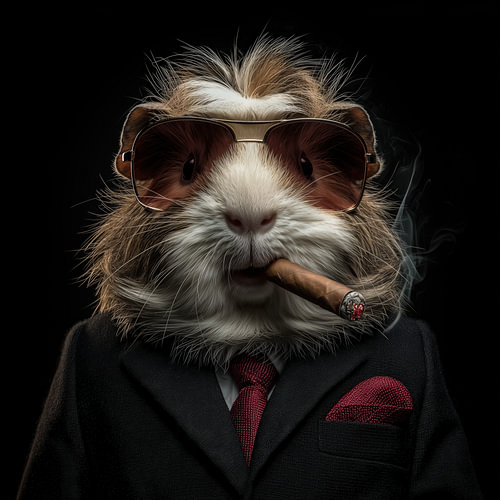 Meerschweinchen mit Zigarre und Sonnenbrille