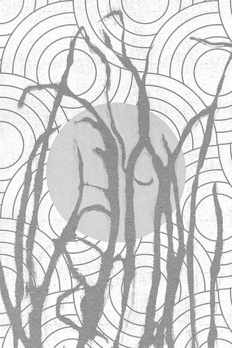 Ikigai. Zon en gras. Abstracte minimalistische Zen kunst. Japanse stijl I