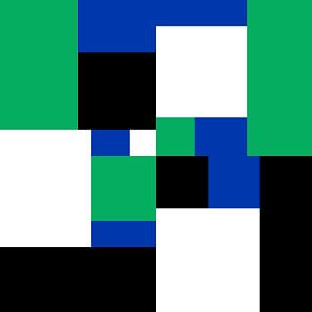 Composition en vert, bleu, noir et blanc