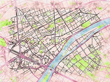 Kaart van Courbevoie in de stijl 'Soothing Spring' van Maporia