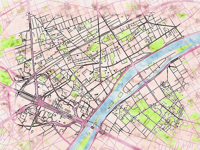 Map of Courbevoie with the style 'Soothing Spring' by Maporia