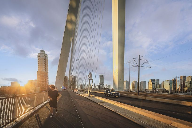 Erasmus Bridge Rotterdam during the golden hour by Elroy Spelbos Fotografie