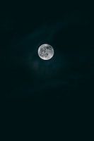 Volle maan aan de donkere hemel