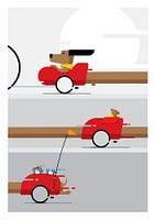 A dachshund (dachshund) in a bicycle trailer 2