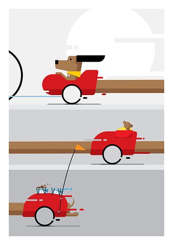 A dachshund (dachshund) in a bicycle trailer 2 by de Pinda
