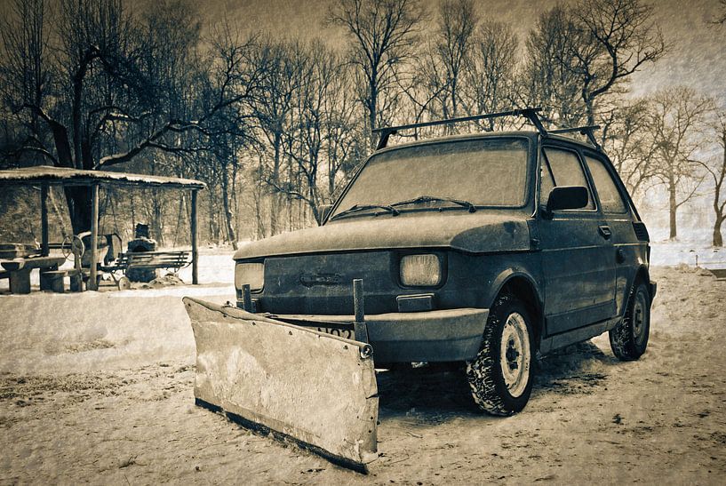 Der Trabant als Schneepflug von Rene du Chatenier